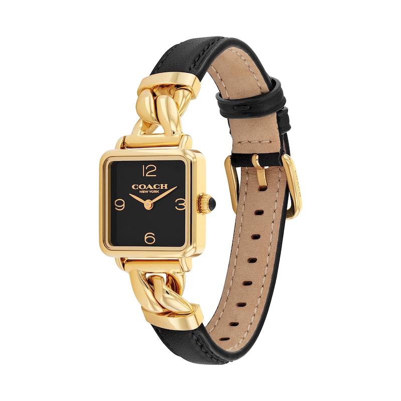Main Image 2 of Ladies’ Coach Cass Gold-Tone IP Square Analog Watch with Black Dial (Model: 14504356)