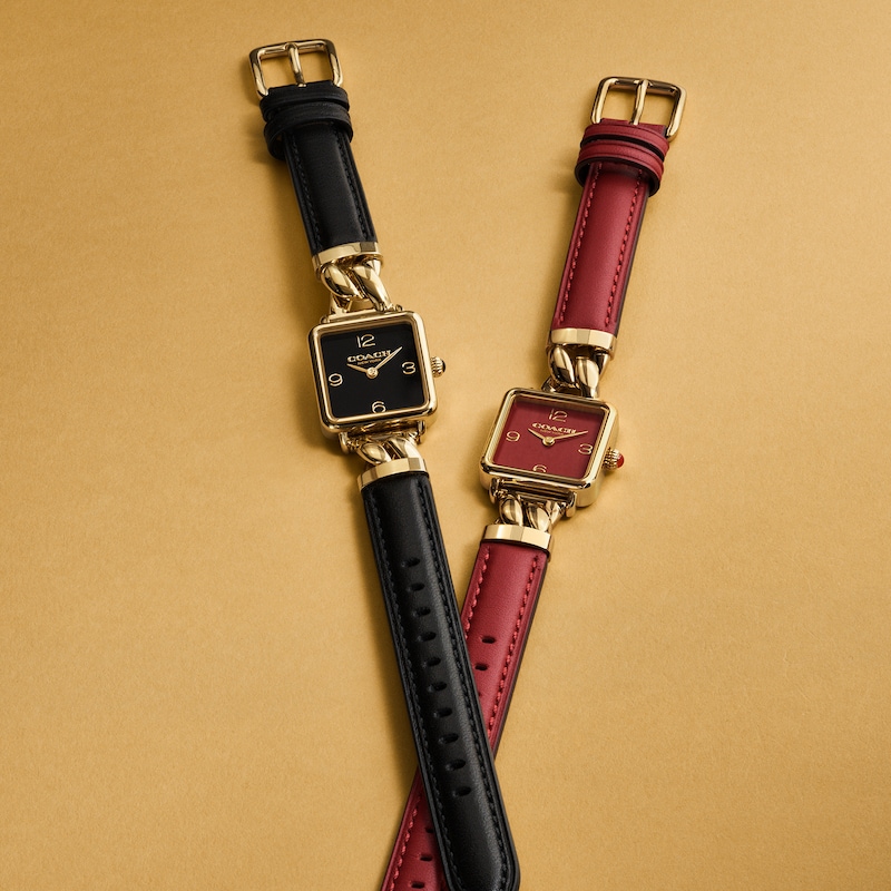 Main Image 6 of Ladies’ Coach Cass Gold-Tone IP Square Analog Watch with Black Dial (Model: 14504356)