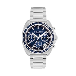 Men's Coach Charter Chronograph Stainless Steel Watch with Blue Tonneau Dial (Model: 14602737)
