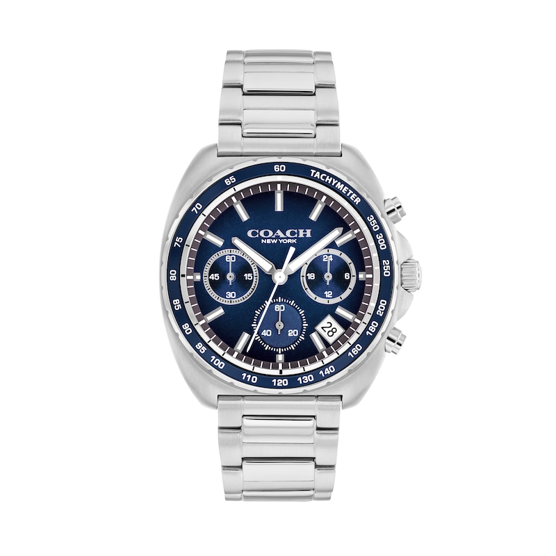 Main Image 1 of Men's Coach Charter Chronograph Stainless Steel Watch with Blue Tonneau Dial (Model: 14602737)