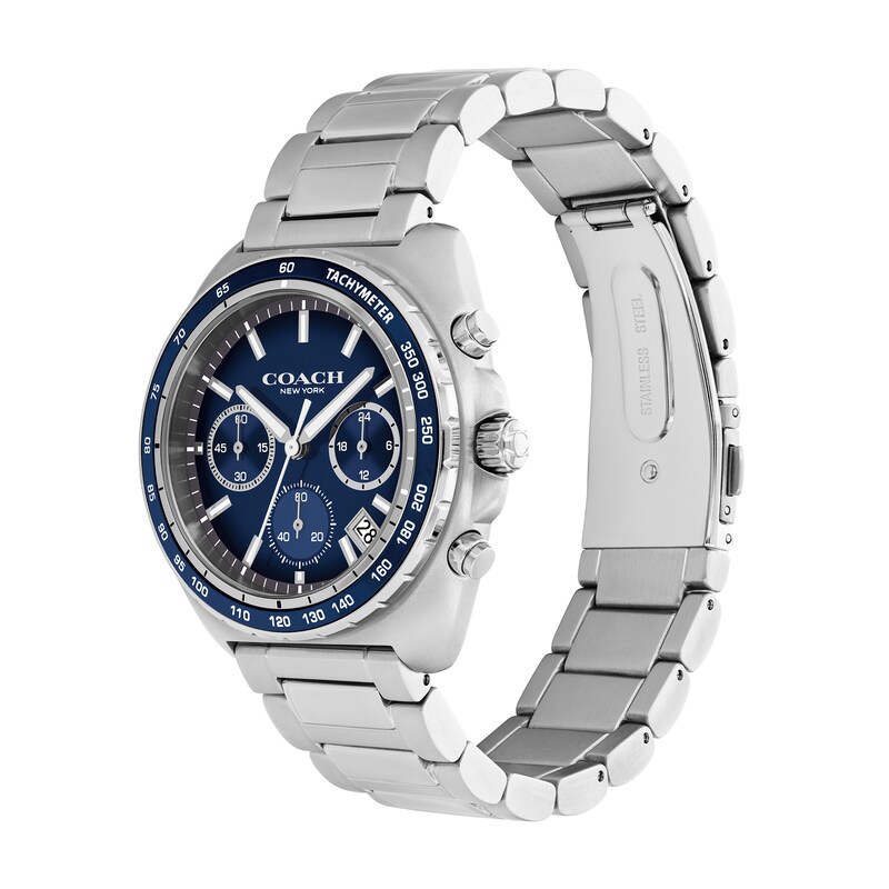 Main Image 2 of Men's Coach Charter Chronograph Stainless Steel Watch with Blue Tonneau Dial (Model: 14602737)