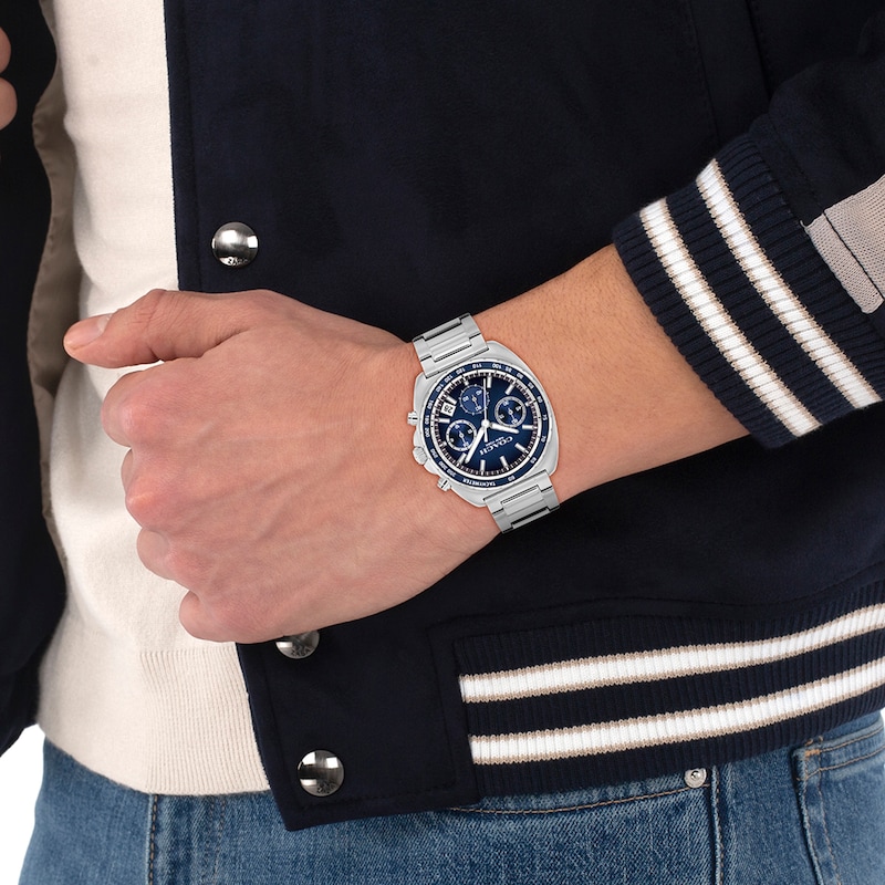 Main Image 4 of Men's Coach Charter Chronograph Stainless Steel Watch with Blue Tonneau Dial (Model: 14602737)