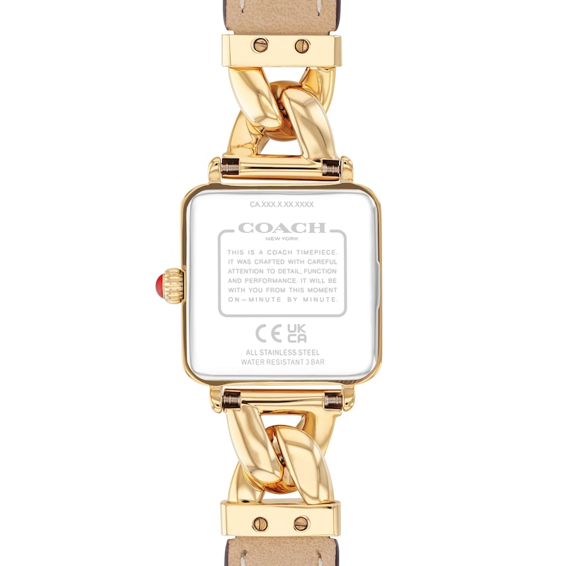 Main Image 3 of Ladies’ Coach Cass Gold-Tone IP Square Analog Watch with Red Dial (Model: 14504358)