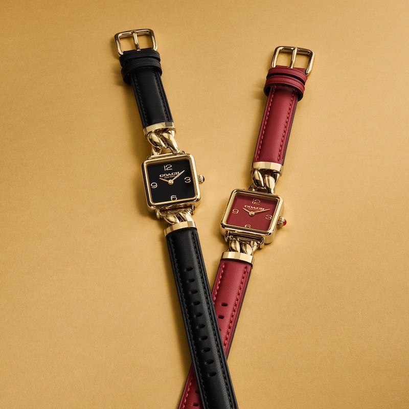 Main Image 6 of Ladies’ Coach Cass Gold-Tone IP Square Analog Watch with Red Dial (Model: 14504358)