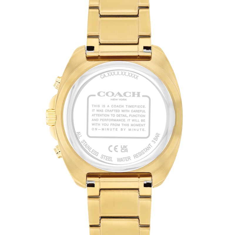 Main Image 3 of Men's Coach Charter Chronograph Gold-Tone IP Stainless Steel Watch with Green Tonneau Dial (Model: 14602738)