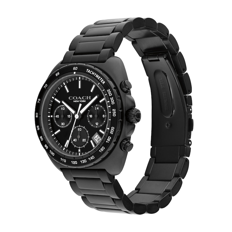 Main Image 2 of Men's Coach Charter Chronograph Black IP Stainless Steel Watch with Black Tonneau Dial (Model: 14602739)