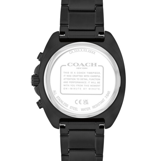 Men's Coach Charter Chronograph Black IP Stainless Steel Watch with Black Tonneau Dial (Model: 14602739)