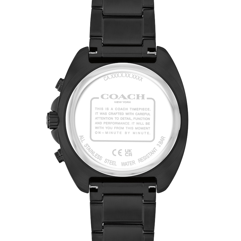 Main Image 3 of Men's Coach Charter Chronograph Black IP Stainless Steel Watch with Black Tonneau Dial (Model: 14602739)