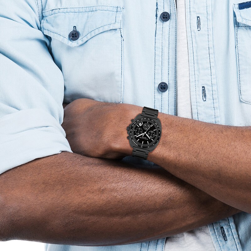 Main Image 4 of Men's Coach Charter Chronograph Black IP Stainless Steel Watch with Black Tonneau Dial (Model: 14602739)