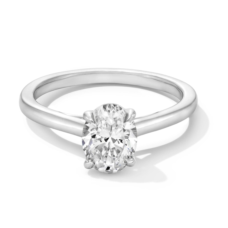 Main Image 1 of 1 CT. Oval Certified Lab-Grown Diamond Solitaire Engagement Ring in 14K White Gold (F/VS2)
