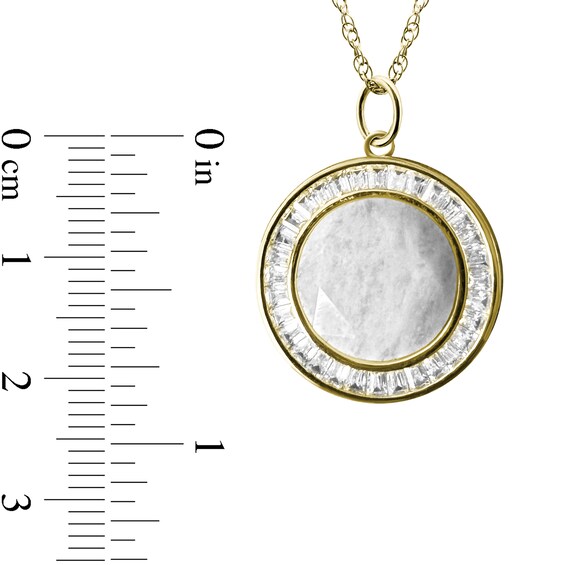Moonstone and White Lab-Created Sapphire Photo Locket in Sterling Silver with 18K Gold Plate (1 Photo)