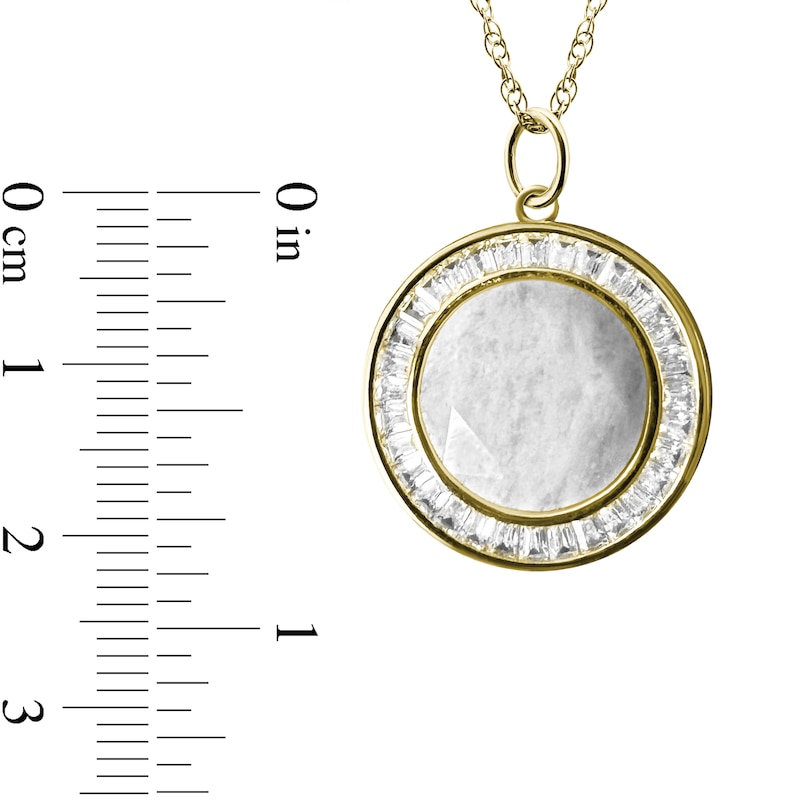 Main Image 4 of Moonstone and White Lab-Created Sapphire Photo Locket in Sterling Silver with 18K Gold Plate (1 Photo)