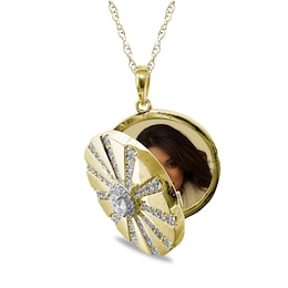 White Lab-Created Sapphire Photo Locket in Sterling Silver with 18K Gold Plate (1 Photo)
