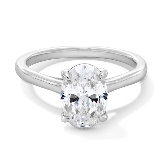 2 CT. Oval Certified Lab-Grown Diamond Solitaire Engagement Ring in 14K White Gold (F/Vs2)