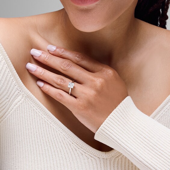 2 CT. Princess-Cut Certified Lab-Grown Diamond Solitaire Engagement Ring in 14K White Gold (F/Vs2)