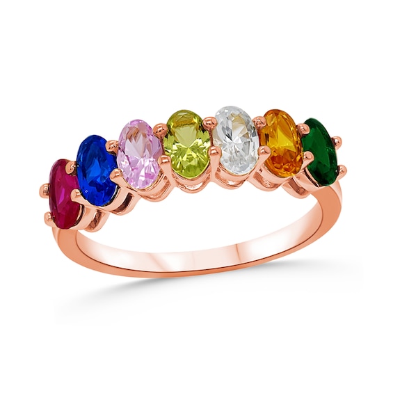 Family Oval Gemstone Ring (3-7 Stones)