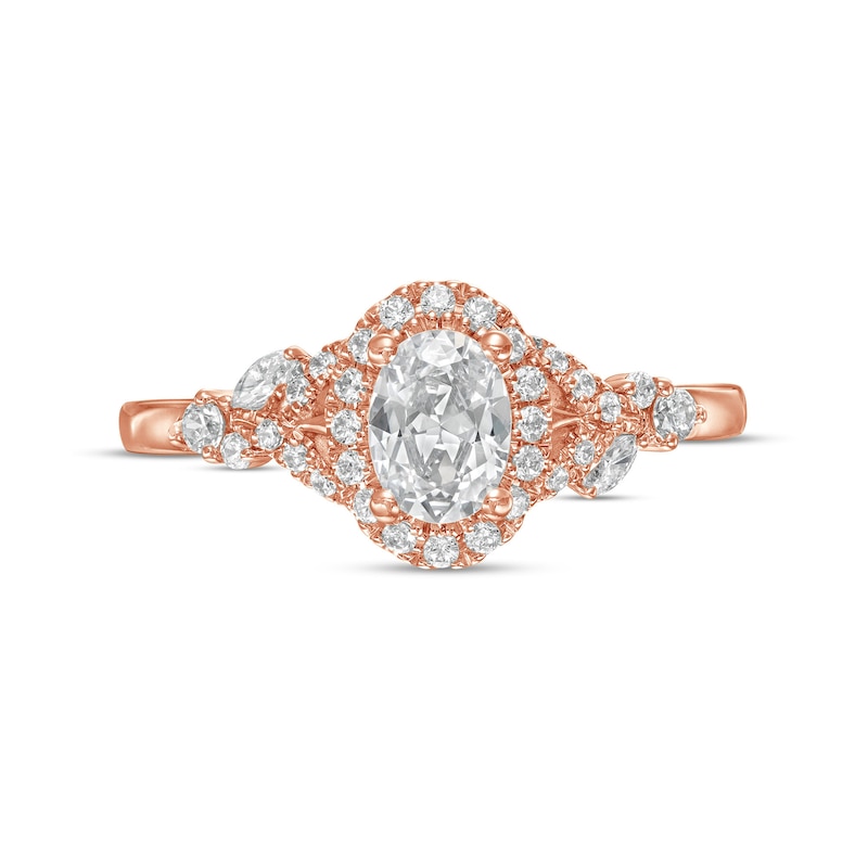 Main Image 3 of Vera Wang Love Collection 3/4 CT. T.W. Oval Diamond Frame Engagement Ring in 14K Rose Gold