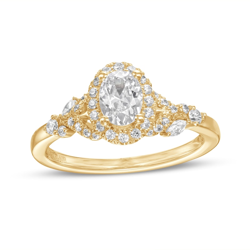 Main Image 1 of Vera Wang Love Collection 3/4 CT. T.W. Oval Diamond Frame Engagement Ring in 14K Gold