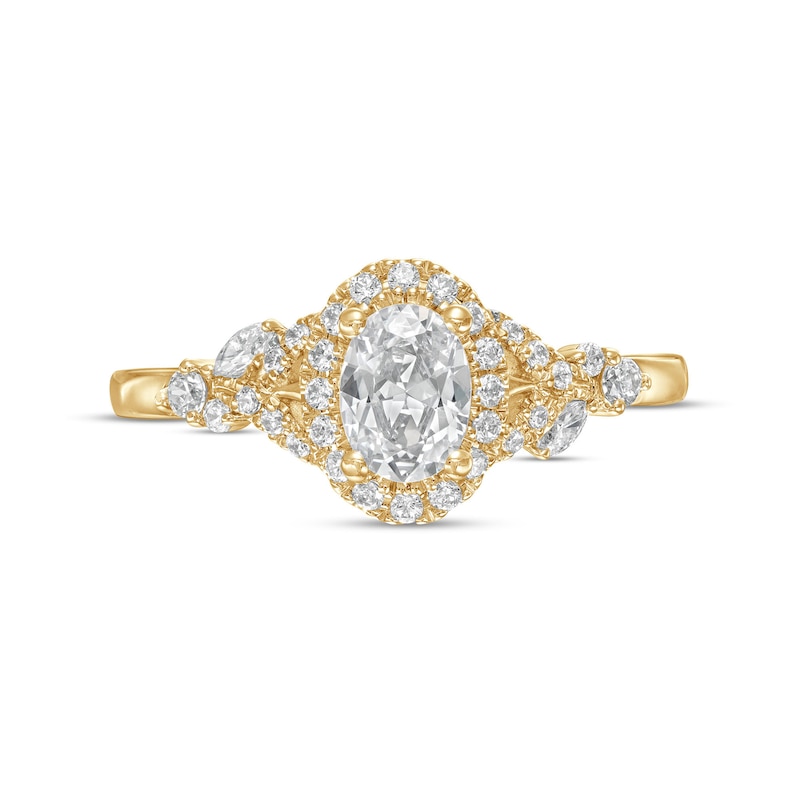 Main Image 3 of Vera Wang Love Collection 3/4 CT. T.W. Oval Diamond Frame Engagement Ring in 14K Gold