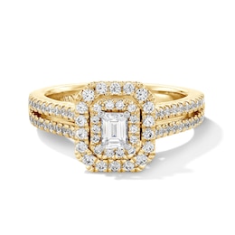 Vera Wang Love Collection 1 CT. T.W. Emerald-Cut Diamond Double Frame Engagement Ring in 14K Gold