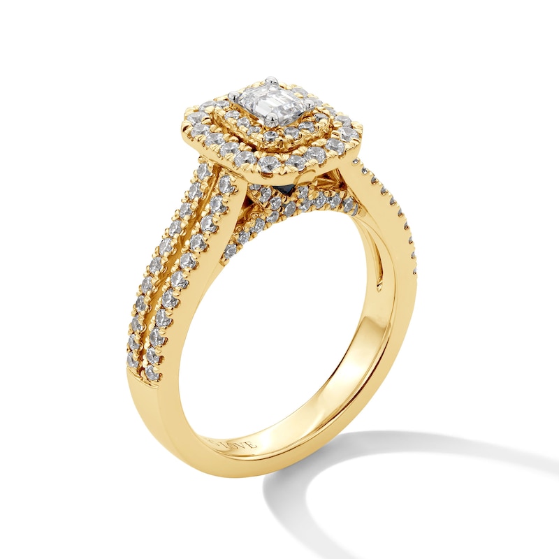 Main Image 2 of Vera Wang Love Collection 1 CT. T.W. Emerald-Cut Diamond Double Frame Engagement Ring in 14K Gold