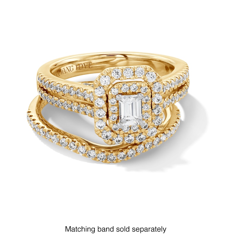 Main Image 3 of Vera Wang Love Collection 1 CT. T.W. Emerald-Cut Diamond Double Frame Engagement Ring in 14K Gold