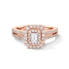 Thumbnail Image 1 of Vera Wang Love Collection 1 CT. T.W. Emerald-Cut Diamond Double Frame Engagement Ring in 14K Rose Gold