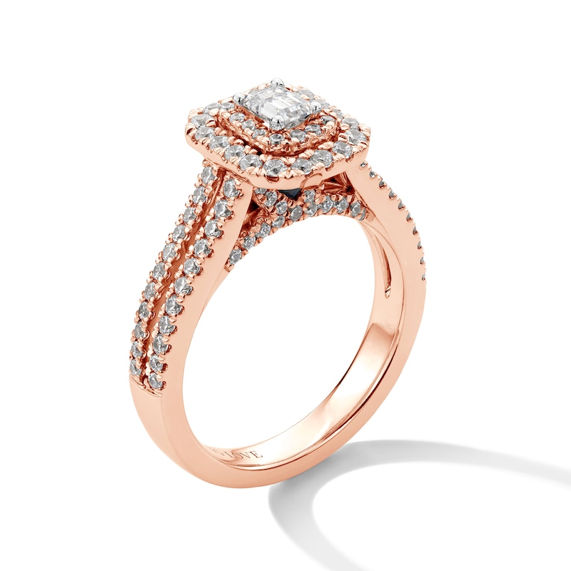 Main Image 2 of Vera Wang Love Collection 1 CT. T.W. Emerald-Cut Diamond Double Frame Engagement Ring in 14K Rose Gold