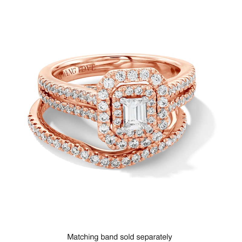 Main Image 3 of Vera Wang Love Collection 1 CT. T.W. Emerald-Cut Diamond Double Frame Engagement Ring in 14K Rose Gold
