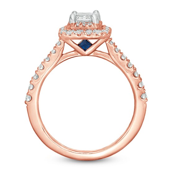 Vera Wang Love Collection 1-1/3 CT. T.w. Emerald-Cut Diamond Double Frame Engagement Ring in 14K Rose Gold