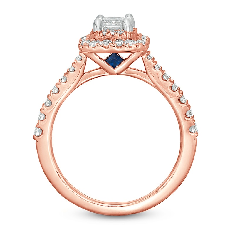 Main Image 2 of Vera Wang Love Collection 1-1/3 CT. T.W. Emerald-Cut Diamond Double Frame Engagement Ring in 14K Rose Gold