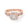 Thumbnail Image 1 of Vera Wang Love Collection 1 CT. T.W. Princess-Cut Diamond Double Cushion Frame Engagement Ring in 14K Rose Gold