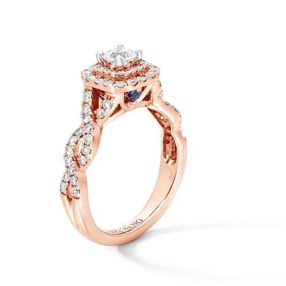 Vera Wang Love Collection 1 CT. T.w. Princess-Cut Diamond Double Cushion Frame Engagement Ring in 14K Rose Gold