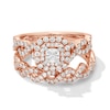 Thumbnail Image 3 of Vera Wang Love Collection 1 CT. T.W. Princess-Cut Diamond Double Cushion Frame Engagement Ring in 14K Rose Gold