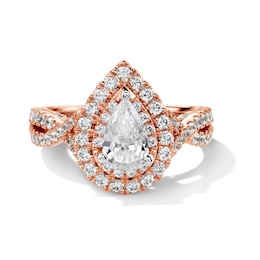 Vera Wang Love Collection 1-5/8 CT. T.W. Pear-Shaped Diamond Double Frame Engagement Ring in 14K Rose Gold