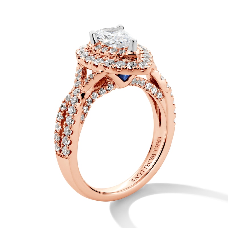 Main Image 2 of Vera Wang Love Collection 1-5/8 CT. T.W. Pear-Shaped Diamond Double Frame Engagement Ring in 14K Rose Gold