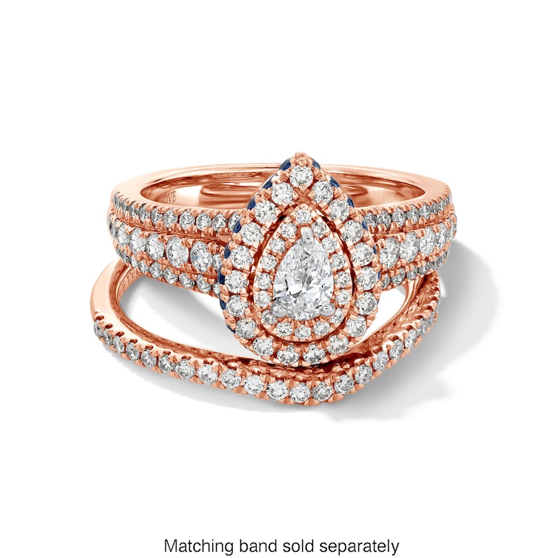 Main Image 3 of Vera Wang Love Collection 1-5/8 CT. T.W. Pear-Shaped Diamond Double Frame Engagement Ring in 14K Rose Gold