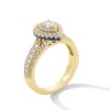 Thumbnail Image 2 of Vera Wang Love Collection 1 CT. T.W. Pear-Shaped Diamond and Blue Sapphire Frame Engagement Ring in 14K Gold