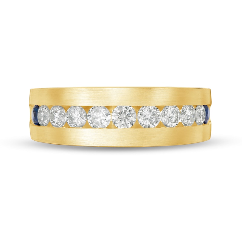 Main Image 3 of Vera Wang Men 1 CT. T.W. Diamond and Blue Sapphire Wedding Band in 14K Gold