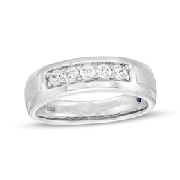 Vera Wang Men 3/8 CT. T.W. Diamond Five-Stone Wedding Band in 14K White Gold