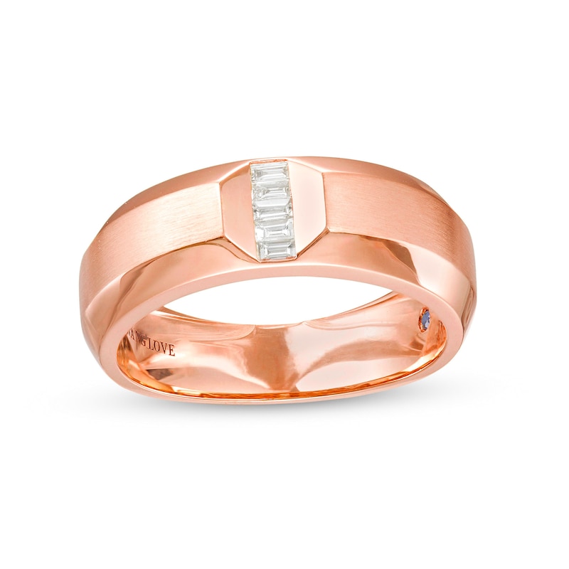 Main Image 1 of Vera Wang 1/10 CT. T.W. Baguette-Cut Diamond Wedding Band in 14K Rose Gold