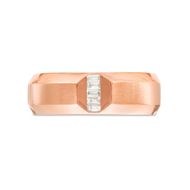 Main Image 3 of Vera Wang 1/10 CT. T.W. Baguette-Cut Diamond Wedding Band in 14K Rose Gold
