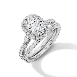 Enchanted Disney Cinderella 4.23 CT. T.W. Cushion Certified Lab-Grown Diamond Bridal Set in 14K White Gold (F/VS2)