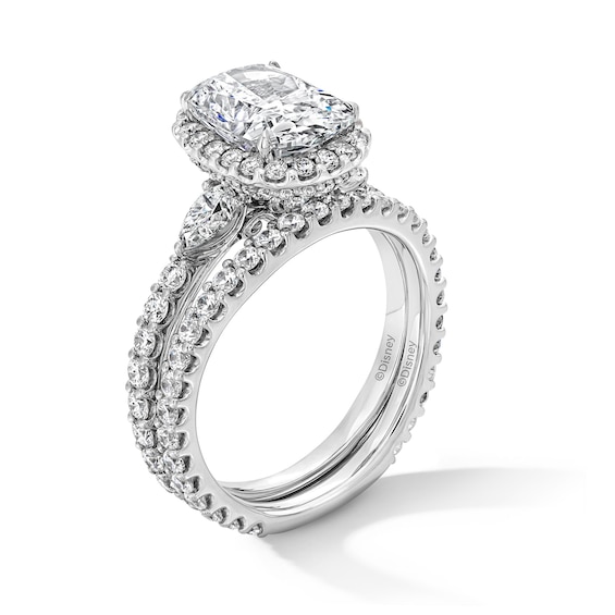 Enchanted Disney Cinderella 4-1/4 CT. T.w. Cushion Certified Lab-Grown Diamond Bridal Set in 14K White Gold (F/Vs2)