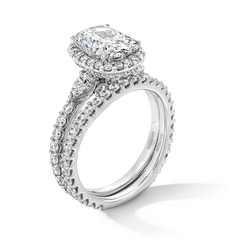 Main Image 2 of Enchanted Disney Cinderella 4.23 CT. T.W. Cushion Certified Lab-Grown Diamond Bridal Set in 14K White Gold (F/VS2)