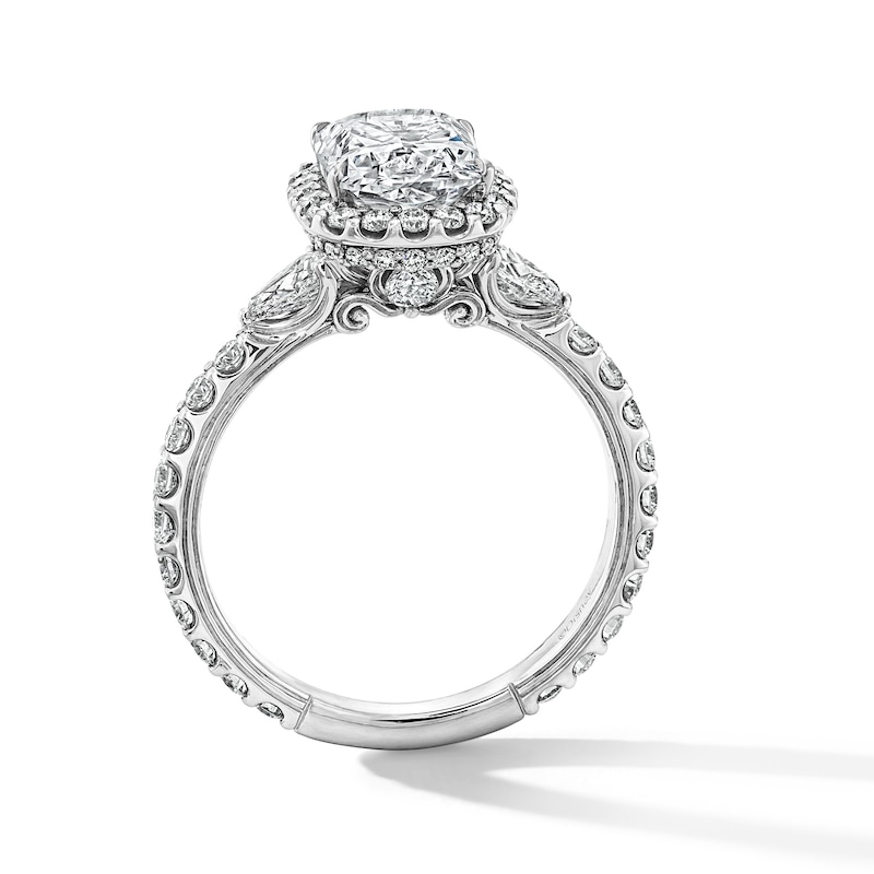 Main Image 3 of Enchanted Disney Cinderella 4.23 CT. T.W. Cushion Certified Lab-Grown Diamond Bridal Set in 14K White Gold (F/VS2)