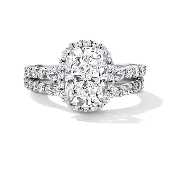 Enchanted Disney Cinderella 4-1/4 CT. T.w. Cushion Certified Lab-Grown Diamond Bridal Set in 14K White Gold (F/Vs2)