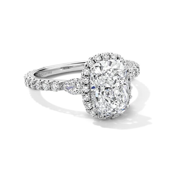 Enchanted Disney Cinderella 4-1/4 CT. T.w. Cushion Certified Lab-Grown Diamond Bridal Set in 14K White Gold (F/Vs2)