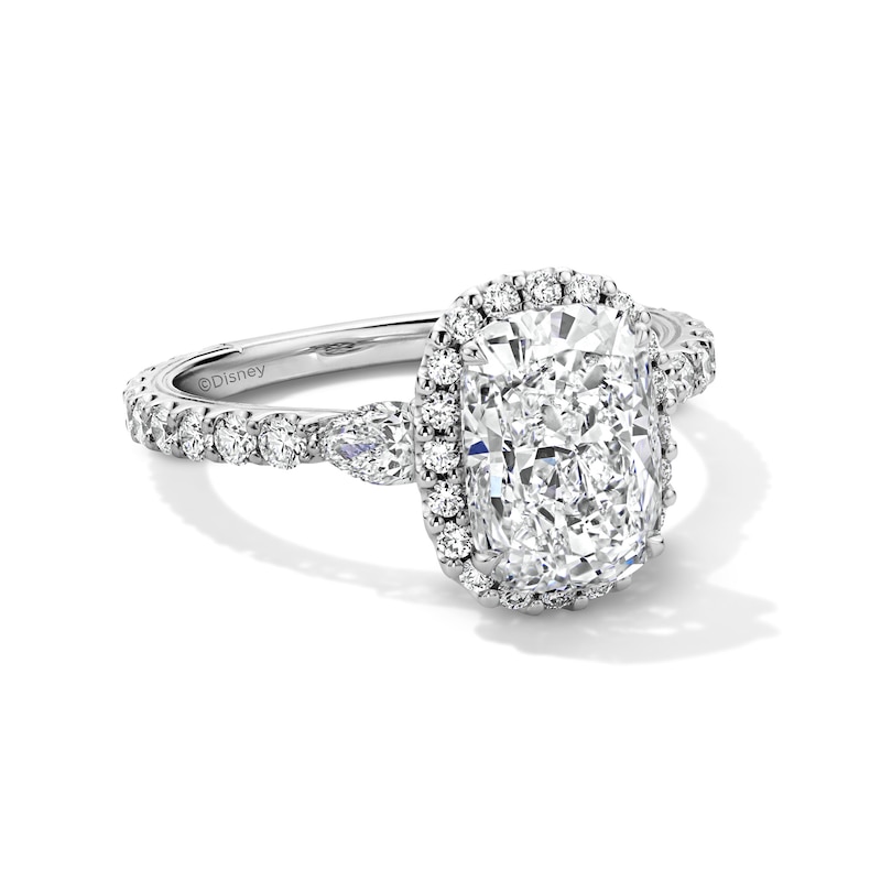Main Image 5 of Enchanted Disney Cinderella 4.23 CT. T.W. Cushion Certified Lab-Grown Diamond Bridal Set in 14K White Gold (F/VS2)