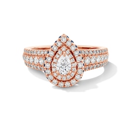 Vera Wang Love Collection 1 CT. T.W. Pear-Shaped Diamond Frame Engagement Ring in 14K Rose Gold